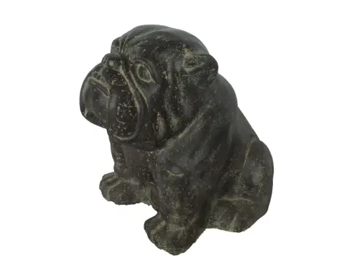 Product image of the product “Seated Bulldog, cast stone, antique finish. In the sizes from 30 to 40cm. ”